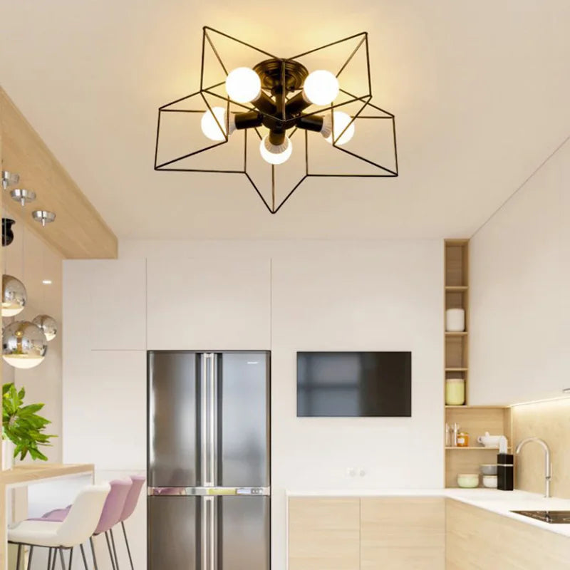 lustre moderne minimaliste en cuivre avec abat-jour étoile led - vue 4 sur 23