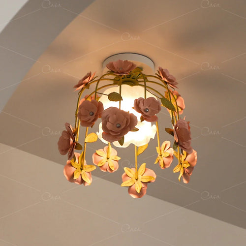 plafonnier rétro en forme de rose pour décoration romantique et chaleureuse - vue 6 sur 10