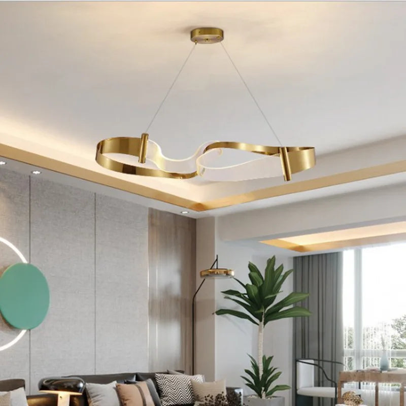 2024 Modern Design Ribbon LED Chandeliers Lighting For Living Room Study Bedroom Restaurant - vue 4 sur 8