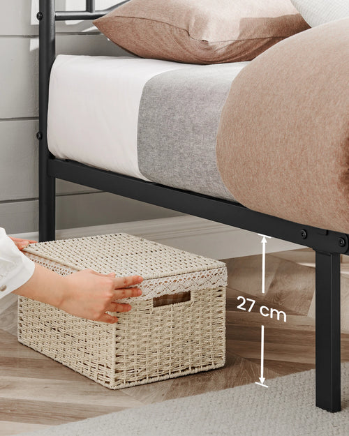 VASAGLE Metal Single Bed, Single Bed Frame, for 90 x 190 cm Mattress, Guest Bed, for Adults, Teenagers, Easy Assembly, Black - vue 3 sur 6