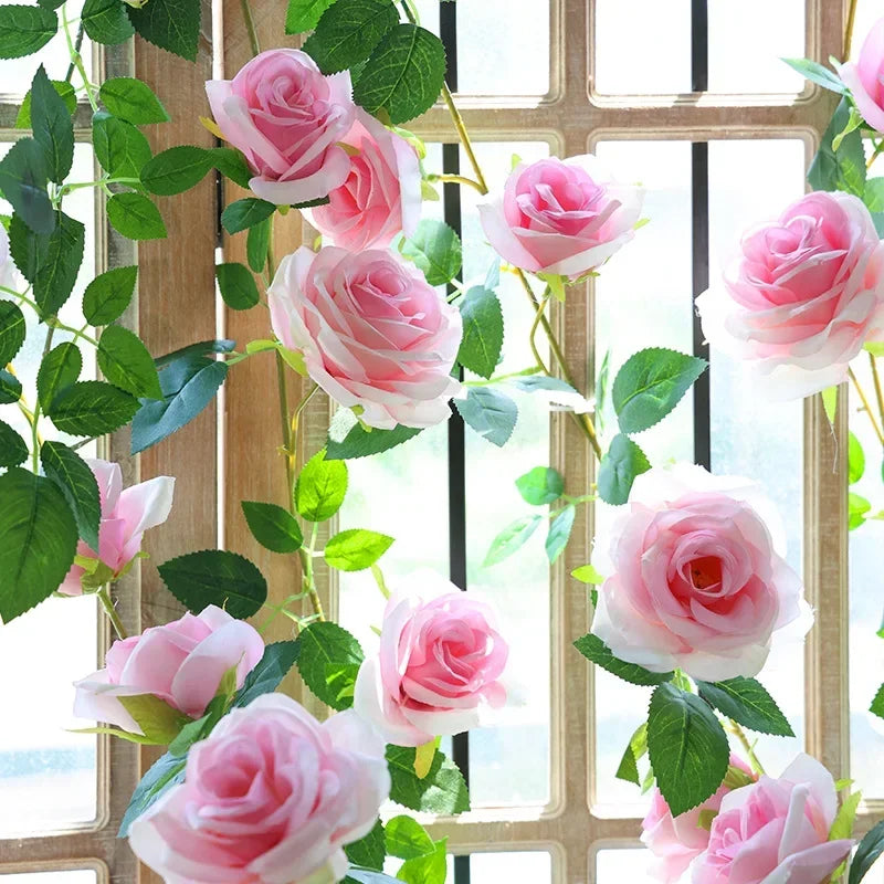 vignes de roses artificielles en soie pour décoration intérieure - vue 2 sur 12