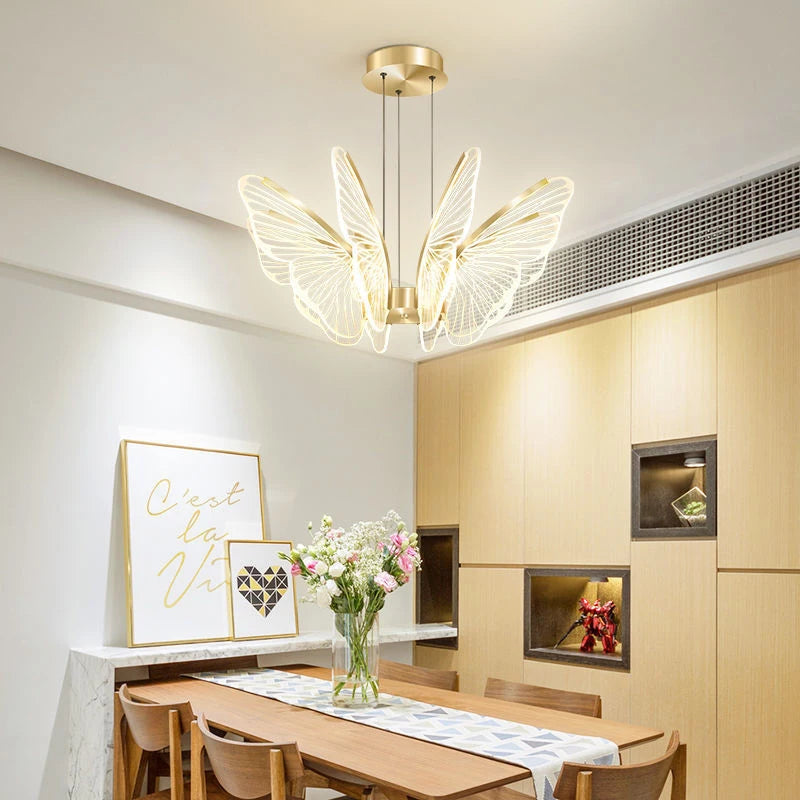 Moonriver éclairage LED papillon lustres salon Table à manger suspension lampe Style moderne suspension pour la maison - vue 4 sur 10