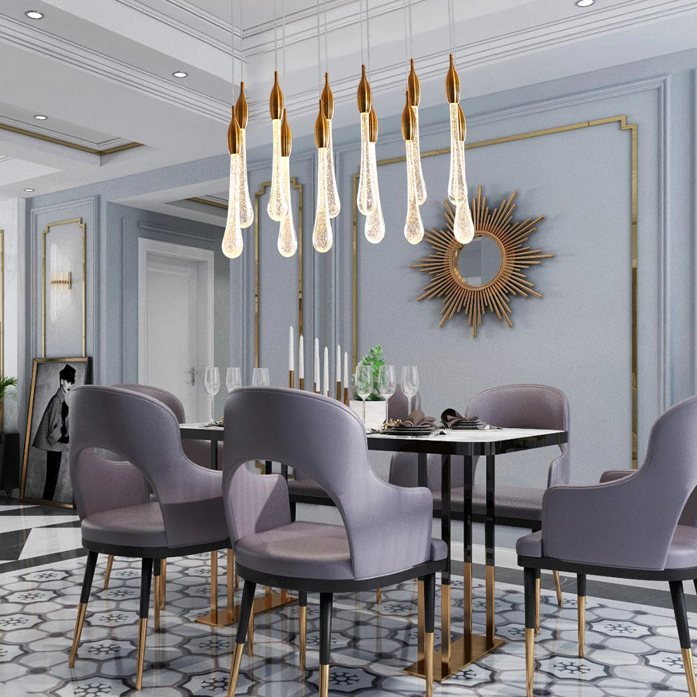lustre led moderne en cristal pour grand escalier - vue 4 sur 19
