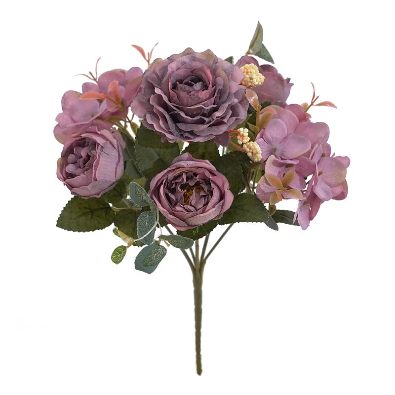 bouquet de pivoines et hortensias vintage pour décoration mariage
