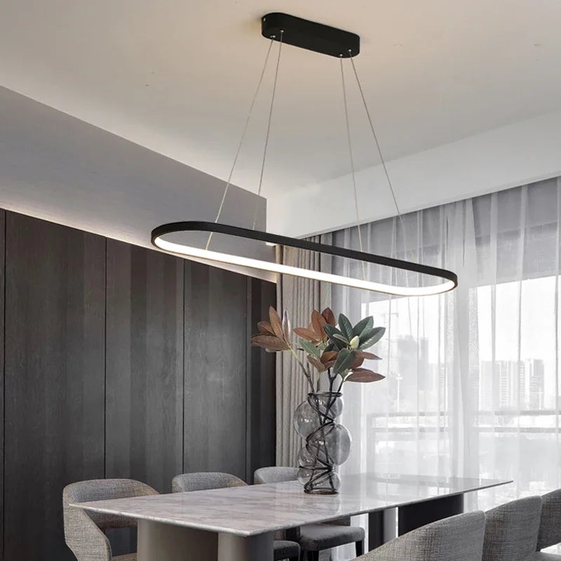 Minimalist Nordic oval chandelier for interior decoration - vue 3 sur 14