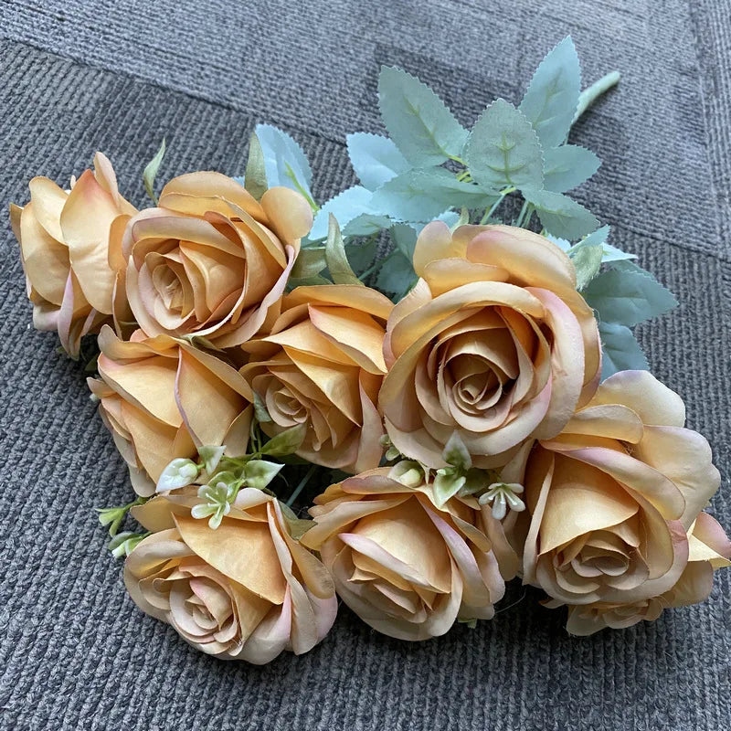 bouquet de roses artificielles en soie décoration florale élégante - vue 7 sur 15