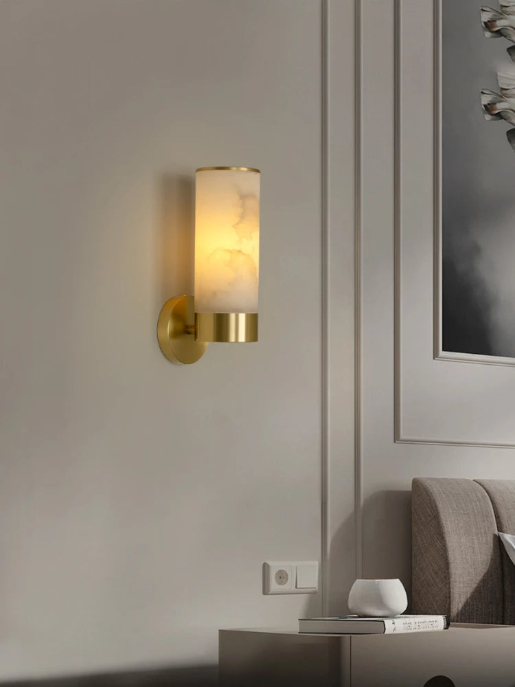 applique murale led minimaliste moderne en marbre naturel - vue 3 sur 10