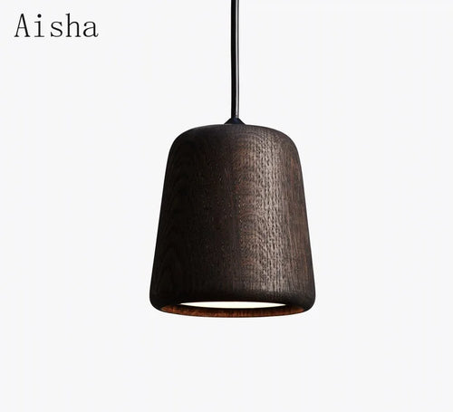 Minimalist solid wood Nordic pendant light for interiors - vue 5 sur 8