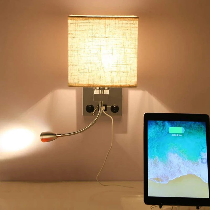 applique murale led moderne avec interrupteur usb