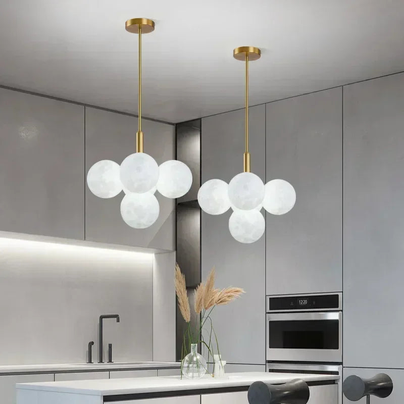 Modern Moon Bubble Pendant, Living Room Dining Room Home Decoration Lighting, LED Pendant - vue 4 sur 10