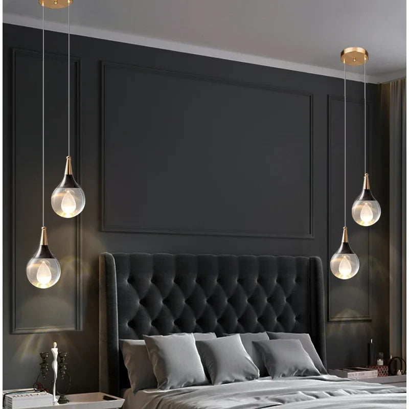 Lamp Globe Crystal Pendant Light 1-Light Mini Pendant Lighting For Kitchen,Teardrop Crystal Pendant Lamp For Bedroom Dining Roo - vue 5 sur 12