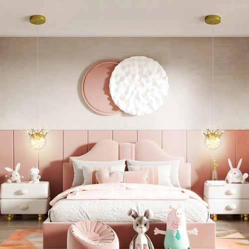 Modern nordic minimalist LED moon pendant light for home decor - vue 3 sur 13