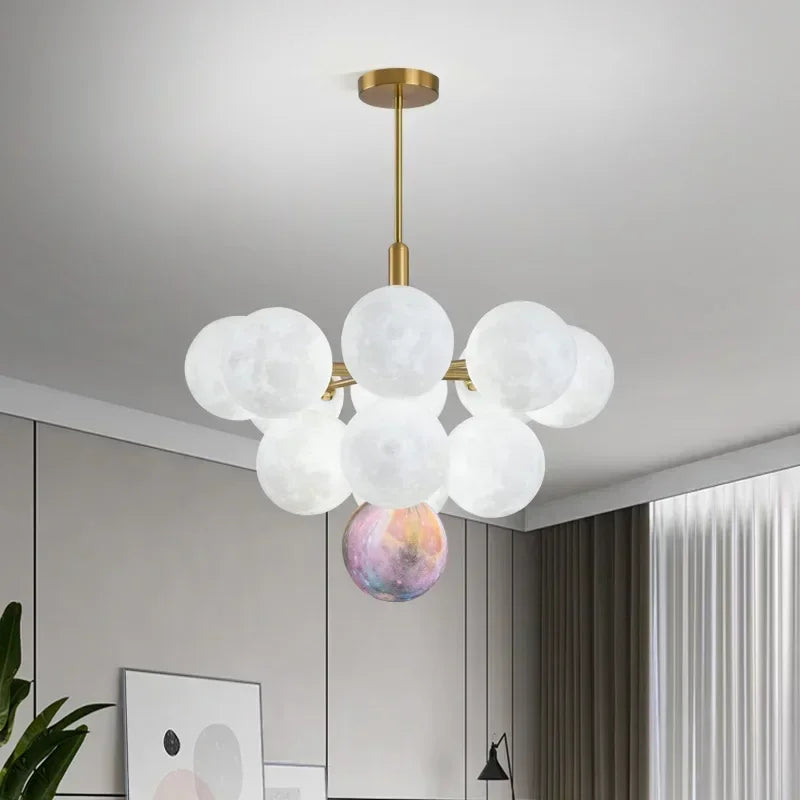 Modern Moon Bubble Pendant, Living Room Dining Room Home Decoration Lighting, LED Pendant - vue 1 sur 10