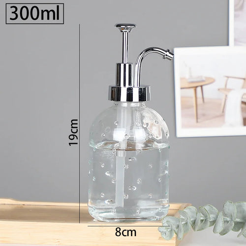 distributeur de savon en verre transparent rechargeable pour gel douche - vue 14 sur 17
