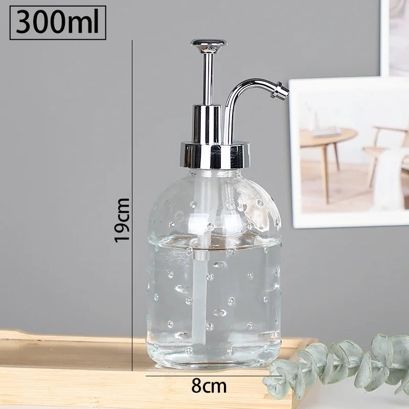 distributeur de savon en verre transparent rechargeable pour gel douche - vue 13 sur 17