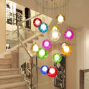 Mouth-blown glass pendant with colourful bubbles for hotel, boutique or nursery