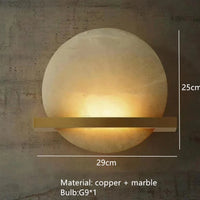 applique murale ronde en marbre naturel et cuivre pour intérieur