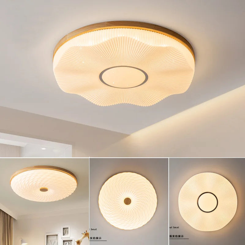 plafonnier led encastré en bois créatif nordique loft éclairage - vue 7 sur 10