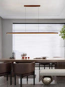 suspension led longue en bois massif moderne