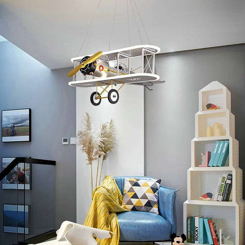 lustre créatif avion hélicoptère pour chambre enfant moderne - vue 6 sur 9