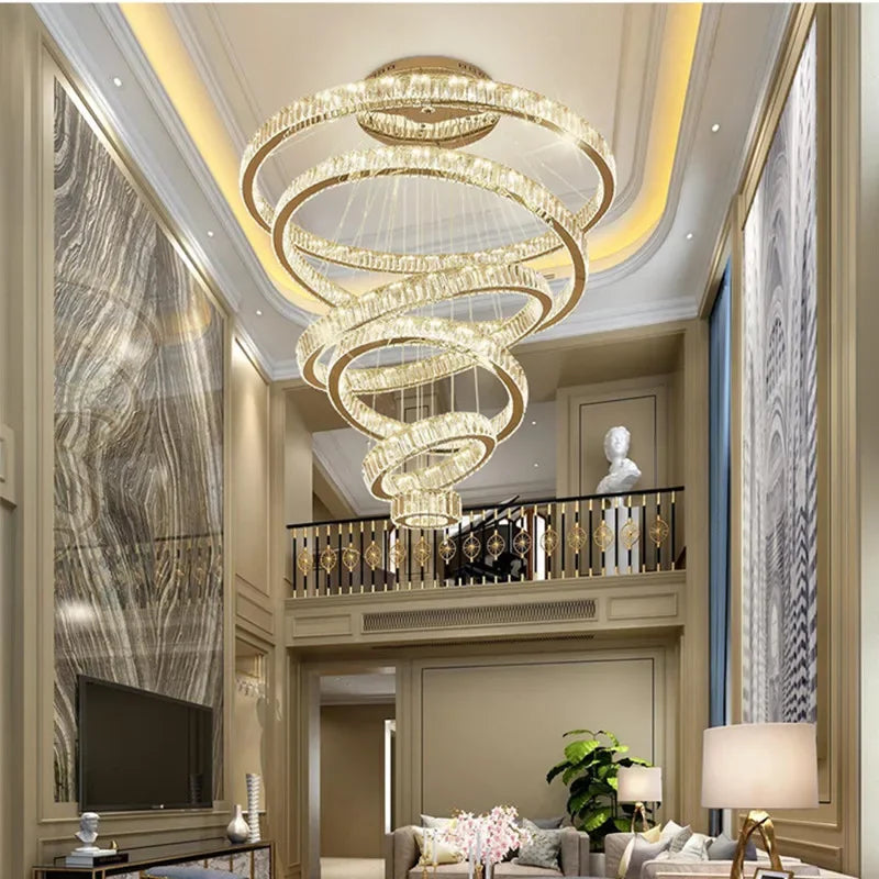 lustre moderne en cristal avec anneau pour décoration intérieure - vue 3 sur 7