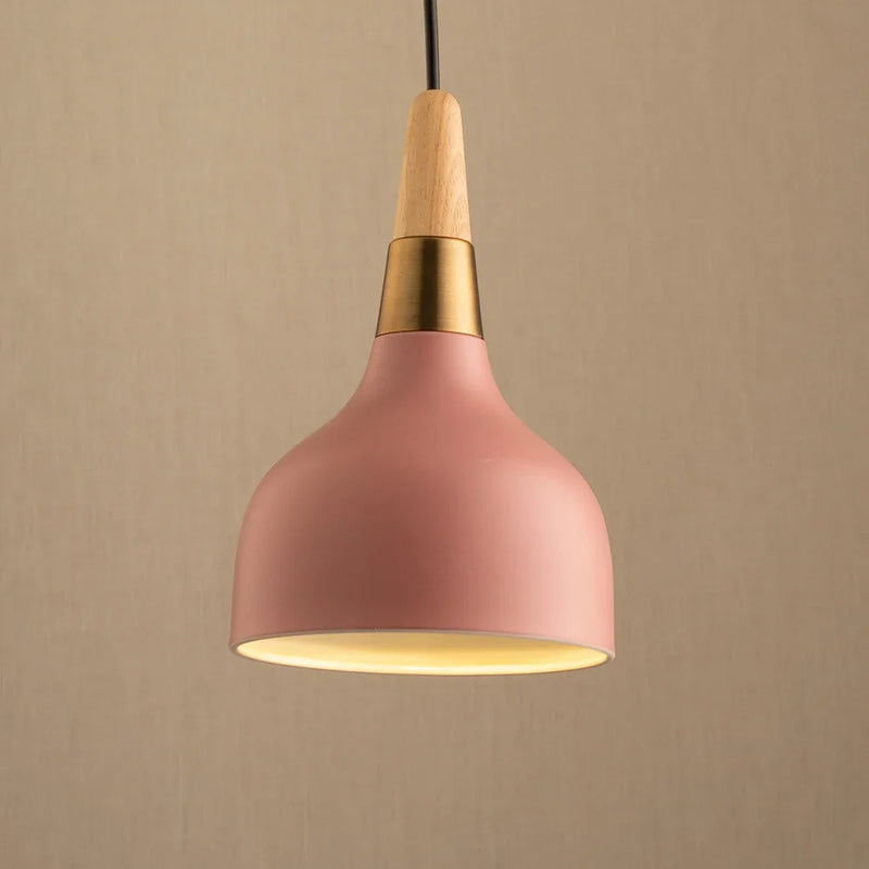 suspension led nordique décorative en bois en forme de macaron