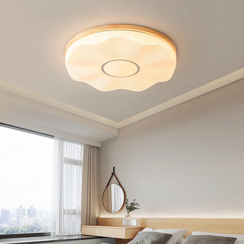plafonnier led encastré en bois créatif nordique loft éclairage - vue 6 sur 10