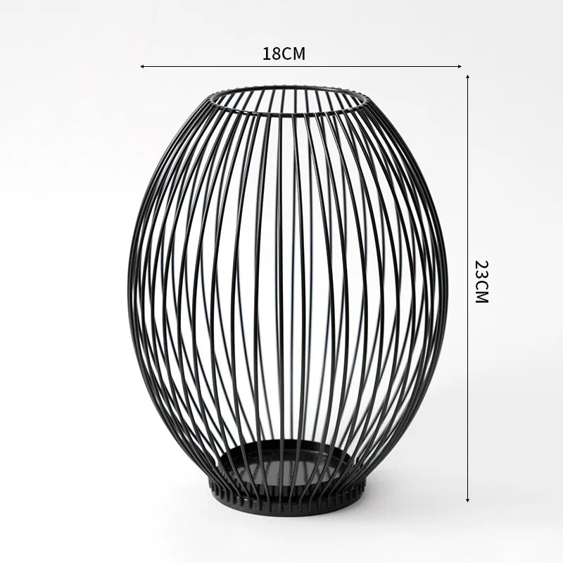 European Metal Lantern Candlestick,Arts and crafts ornaments,Gold Black Candle Holder,Home Decoration - vue 11 sur 11