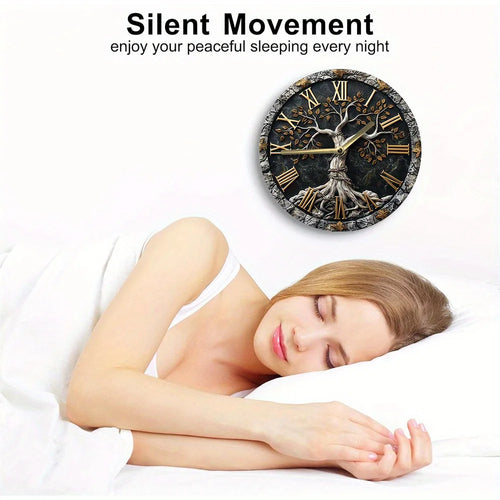 Tree of Life Silent Wall Clock, DIY Assembly Kit, High-Definition 2D Print, Metal Art Decor for Home, Bedroom, Thanksgiving Day - vue 5 sur 7