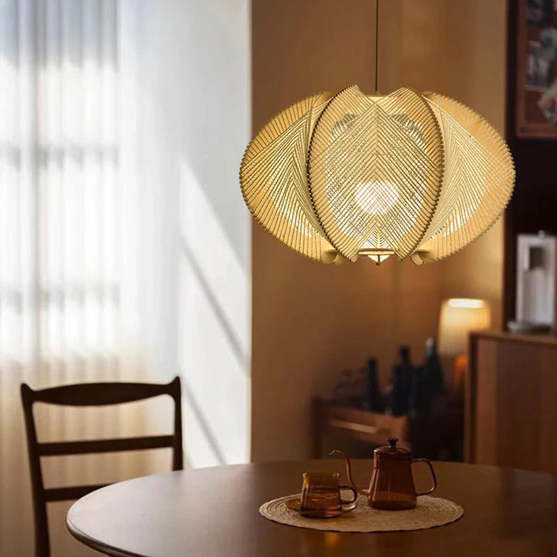 ZK50 Restaurant lustre bois Art chanvre corde lampe chambre créative Bar concepteur modélisation journal rétro unique tête lustre E27 - vue 4 sur 6