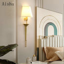 Minimalist copper fabric wall lamp for luxury interior decoration
