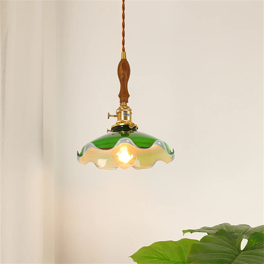 suspension vintage en cuivre et verre pour loft - vue 5 sur 12