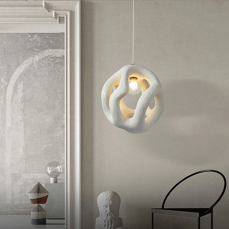 suspension wabi-sabi design haut de gamme en résine led - vue 6 sur 8