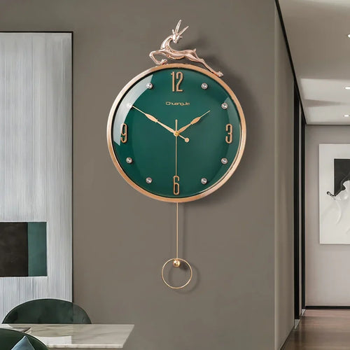 Nordic Auspicious Deer Wall Clock, Brief Design, Living Room Decoration, Kitchen Mute Clocks, Art Wall Watch, Home Decor, New, 1 - vue 3 sur 8