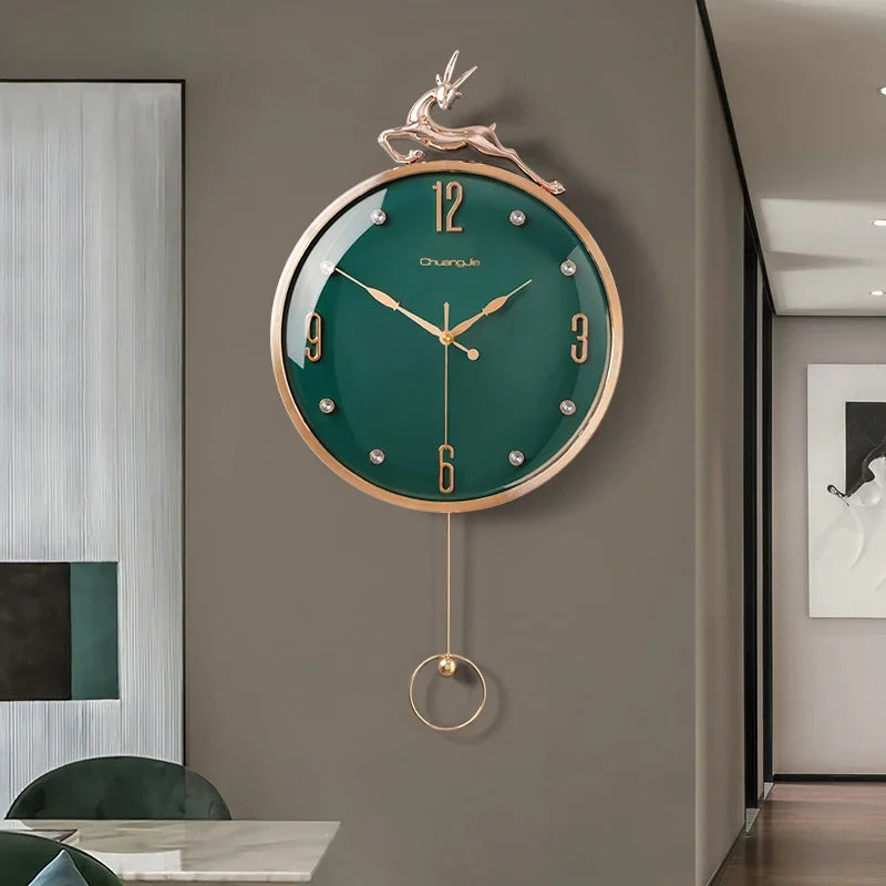Nordic Auspicious Deer Wall Clock, Brief Design, Living Room Decoration, Kitchen Mute Clocks, Art Wall Watch, Home Decor, New, 1 - vue 2 sur 8