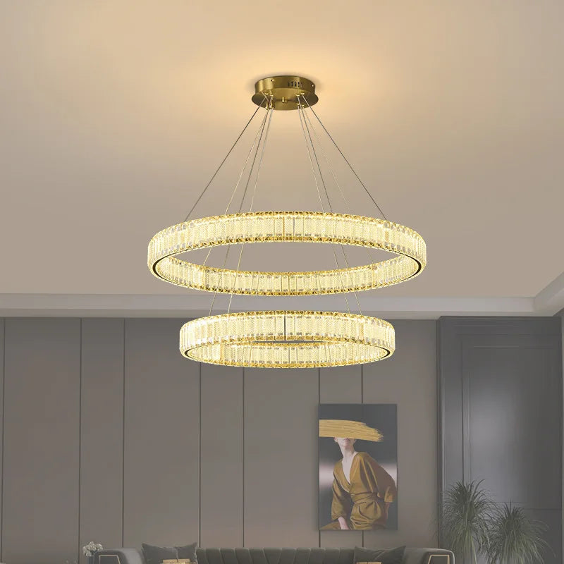 lustre led en cristal fantaisie lumière suspendue moderne - vue 5 sur 17