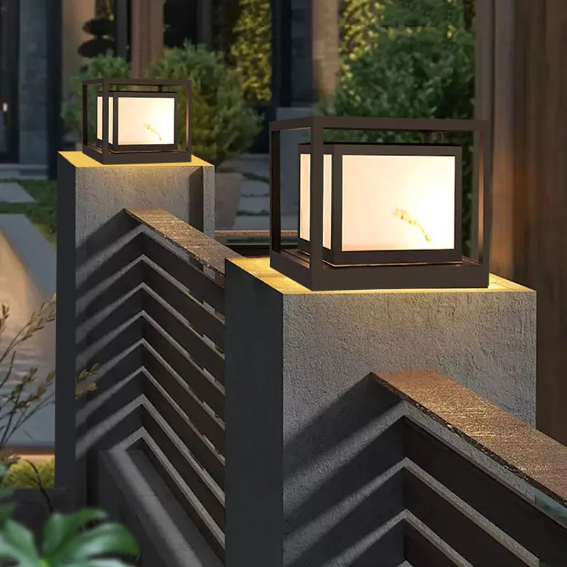 lampe de jardin en marbre solaire étanche pour extérieur - vue 3 sur 14