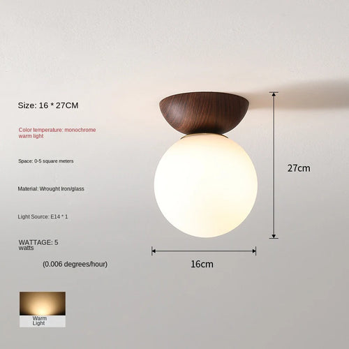 Plafonnier moderne LED en bois arrondi design - vue 10 sur 10