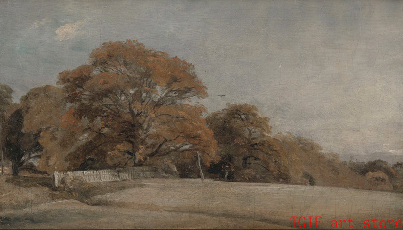 peinture vintage forêt paysage neutre style artistique