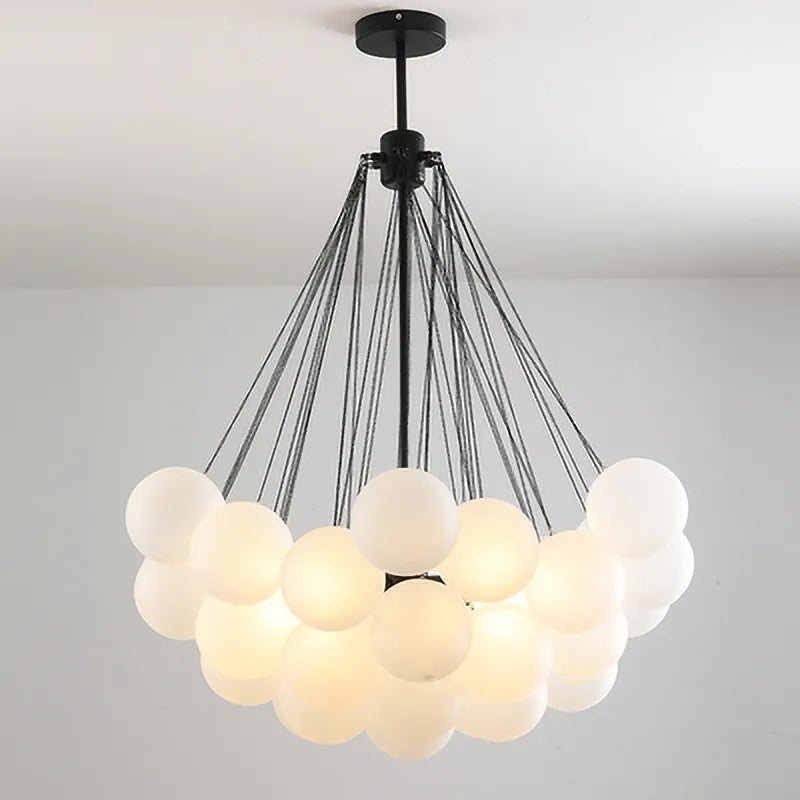 Lustre verre bulles 19/37 or noir suspendu moderne salon déco