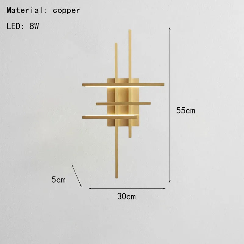 applique murale led minimaliste en laiton