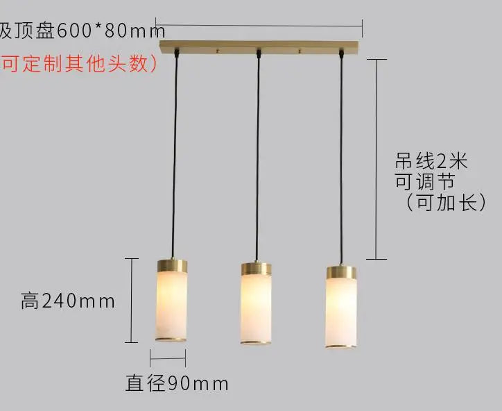 Vintage jade pendant light with marble shade for interior decor