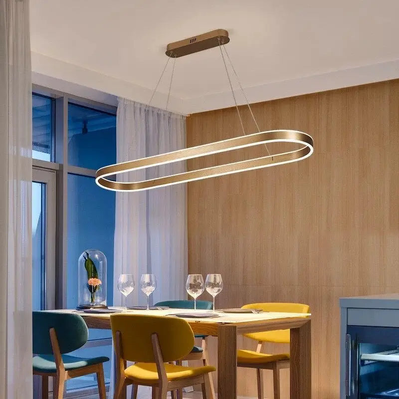 Modern minimalist nordic long LED chandelier - vue 3 sur 11