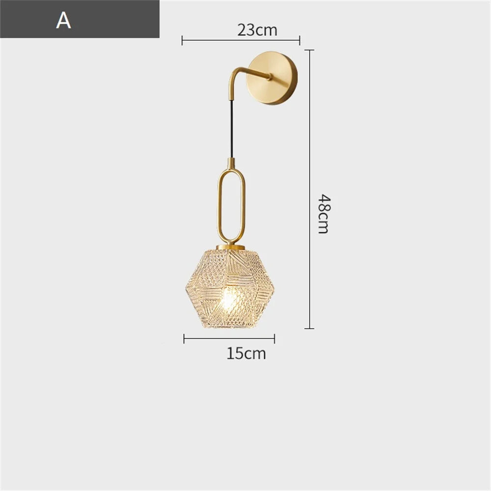 applique murale led en cuivre et verre style nordique moderne - vue 4 sur 12
