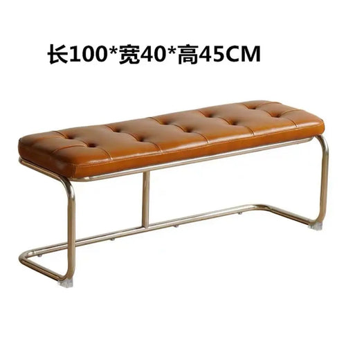 Nordic Stainless Steel Bench Cloakroom Vintage Bed End Stool Iron Wrought Door Shoe Change, Dining Room Benches - vue 6 sur 12
