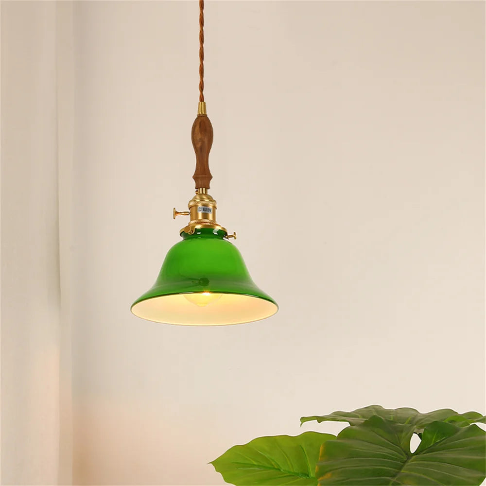 suspension vintage en cuivre et verre pour loft - vue 10 sur 12