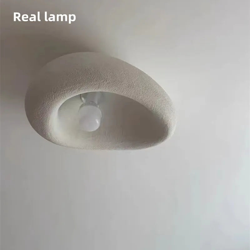 Nordic minimalist Wabi Sabi E27 Led Ceiling Light Modern Japanese Cream style bedroom ceiling light gloss decorative luminaire - vue 6 sur 12