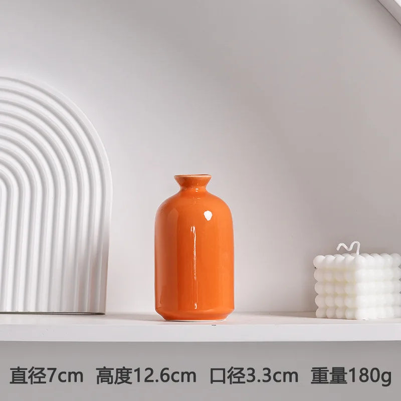 Modern Ceramic Vase with Minimalist Design, Dried Flower Vase, New Chinese Style Ceramic Vase, Luxury Home Decor Orange Ceramic - vue 10 sur 10