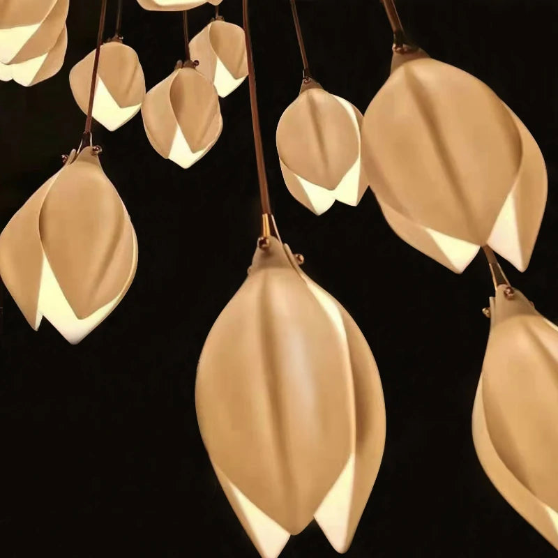 lustre led moderne en céramique en forme de pétales décoratif - vue 7 sur 14