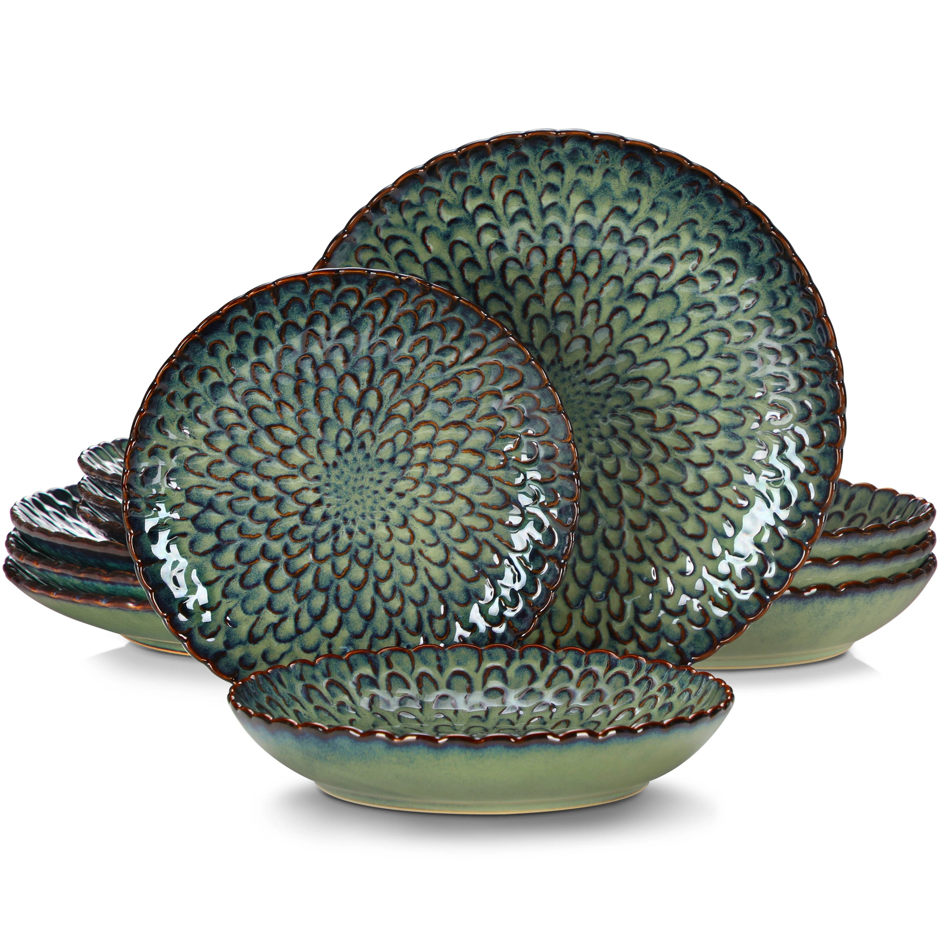 Service table ceramique gres texture style 12 pieces